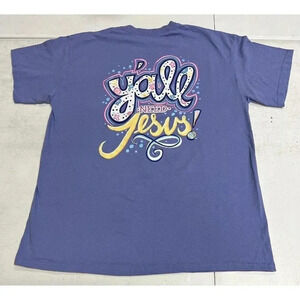 Girlie Girl Womens Tshirt Large Y'all Need Jesus Purple